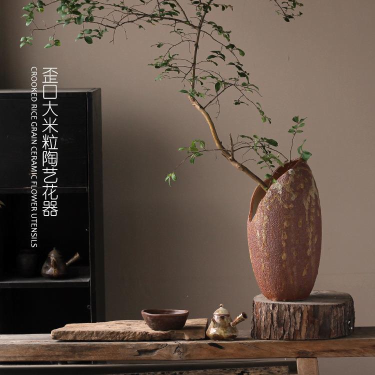 景德镇陶瓷花瓶粗陶复古干花器陶罐店餐厅摆件装饰莲蓬禅意多肉盆