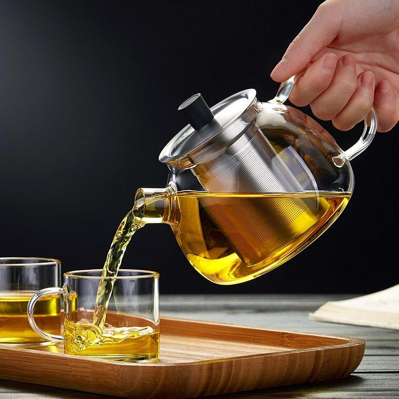 绿昌明玻璃茶壶茶水分离家用花茶壶过滤泡茶壶耐高温大小号烧水壶