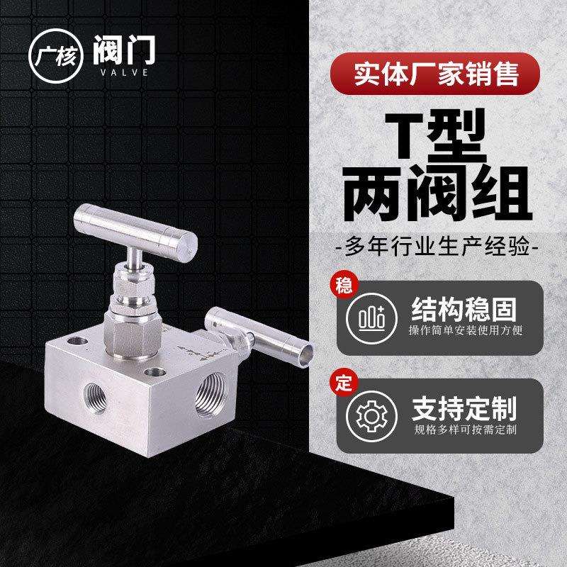 T型两阀组不锈钢一体化三阀组两阀组双阀组截止阀法兰式二组阀