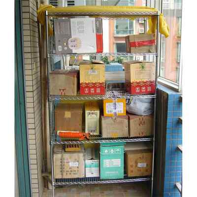 高档家置用货架五层物架仓库纳不锈钢色阳台储物架架超市展架收整