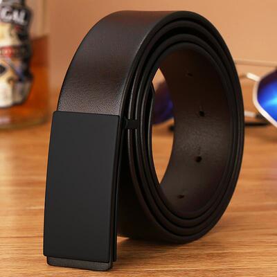 正品皮男带真皮平滑扣年青男士头层牛皮腰带百约搭简裤带男牛皮时