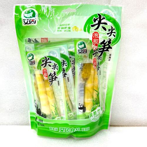 艾园泡椒尖尖笋泡椒竹笋袋即食爽脆笋开袋即食428g解馋追剧小零食