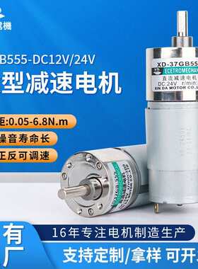 37GB555微型直流减速电机12v力矩可调速正反喷花机专用24V小马达