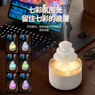 雨滴香薰机家用自动喷香机桌面七彩氛围灯水滴喷雾卧室加湿器 新款