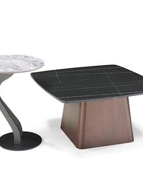 SSM28#意式轻奢岩板茶几现代简约客厅家用大小圆茶几桌组合办公室