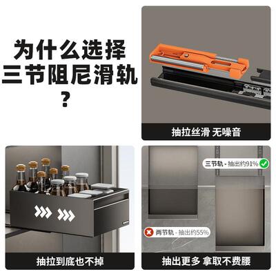 橱柜拉篮抽拉式厨房置物架柜内抽屉下水槽深柜碗碟盘抽屉式收纳盒