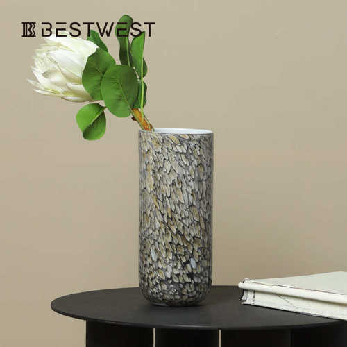 器水培花柱状直筒样板间大理石花瓶装饰品 软west玻璃 鹅卵石best
