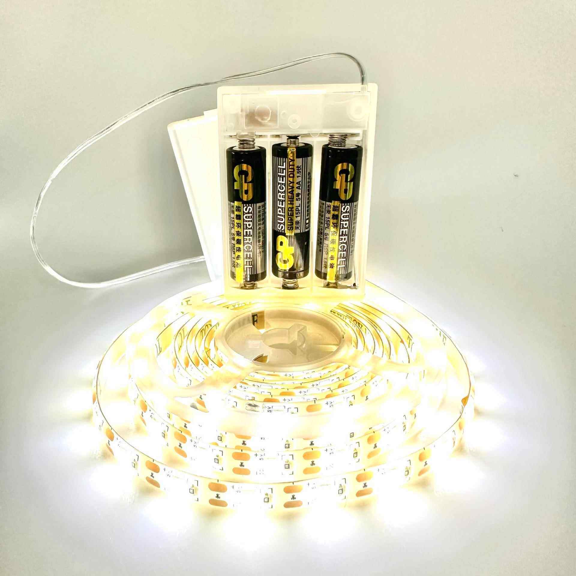 电池盒灯条5号AA电池免电插灯带LED软灯带5V自粘摆地摊电视氛围灯