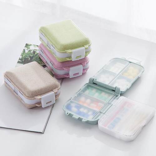 Portable Pill Organizer, Small Weekly Pill Box, Mini Travel