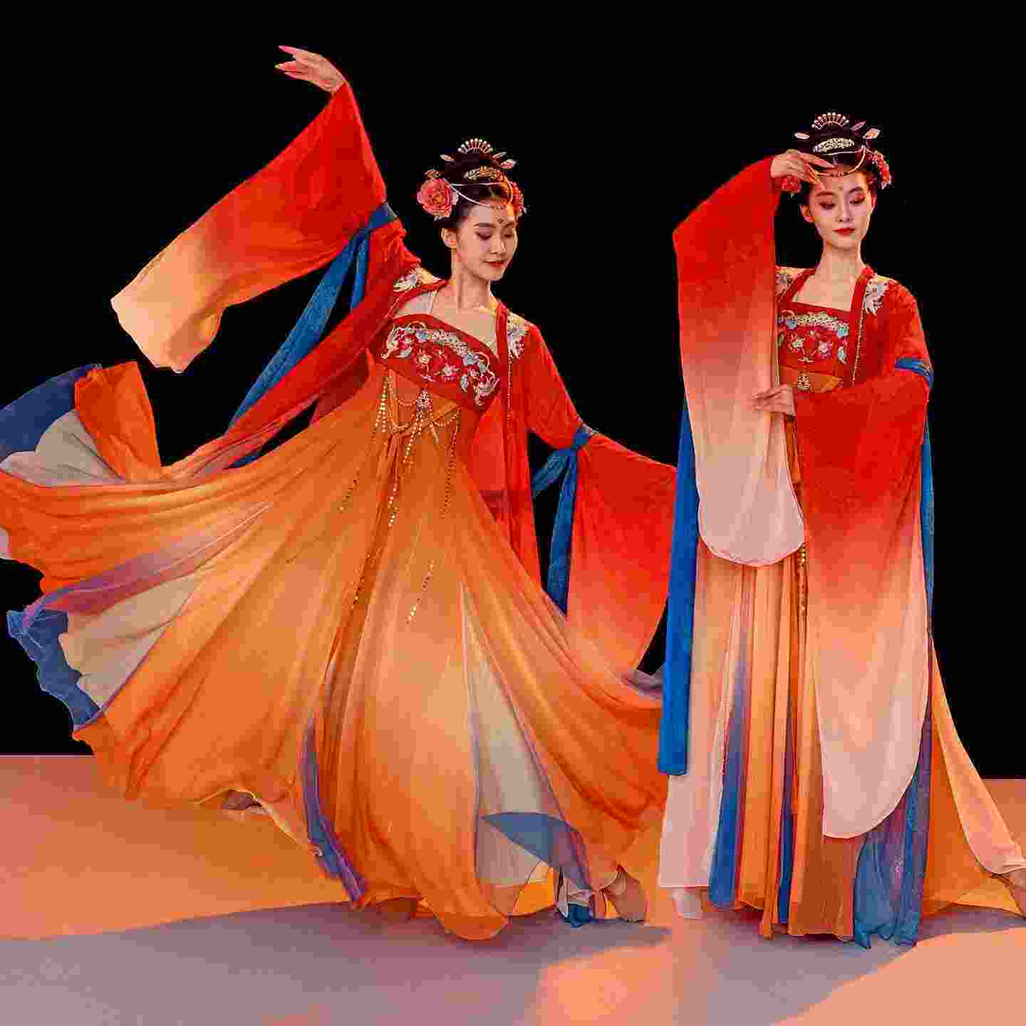 古典舞演出服飘逸仙气大袖衫古风裙华丽唐式风艺考表演服大唐夜宴