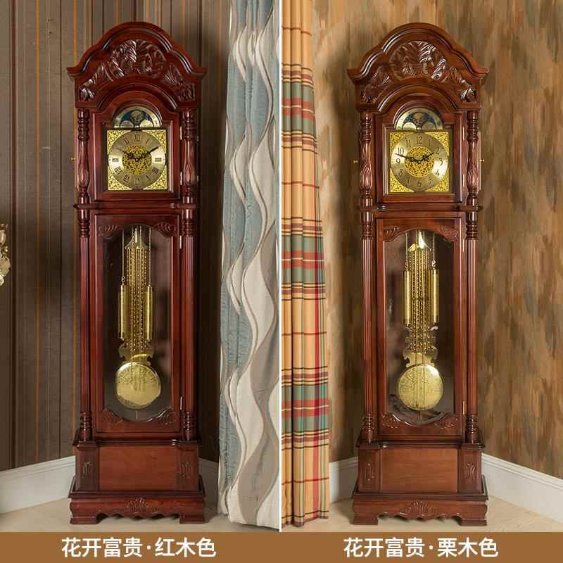 钟实木立式摆钟地复古简约欧05689358式落机械钟现代新中客式厅报