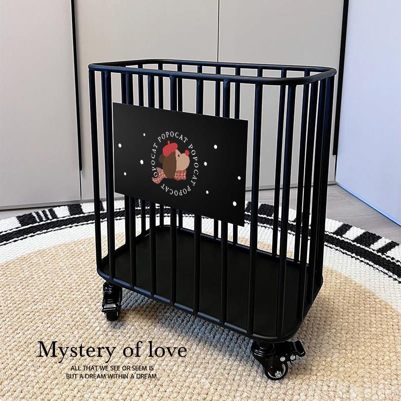 斑点狗铁艺脏衣篮置物架夹缝瑜珈垫收纳筐可移动大容量创意脏衣篓