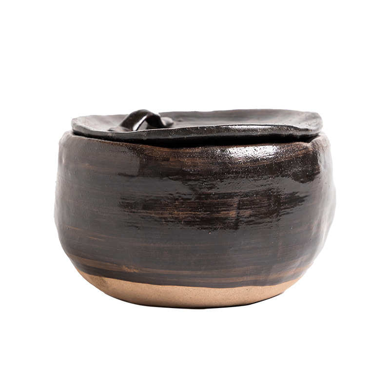 日式陶瓷茶洗家用复古茶渣缸笔洗废水盂建水带盖功夫茶具茶道配件