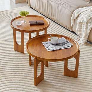 沙发边几圆形小茶几客厅阳台角几小桌子网红创意圆几木质圆桌