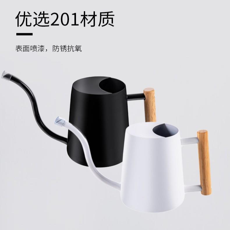 洒水壶不锈钢浇花复古小型圆木手柄长嘴喷壶神器1100ML园艺助手