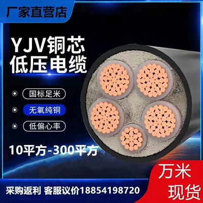 YJV国标铜芯YJV22铠装3 4 5芯*10/50/240平方三相四线 线电力电缆