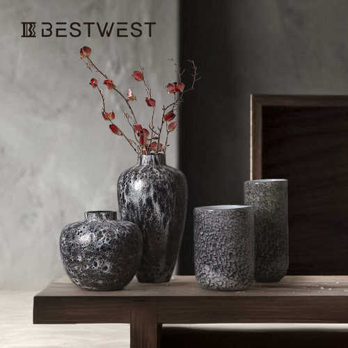 售楼处插花器 best梅花摆件软装饰品中式west旧玻璃展厅花做 花瓶