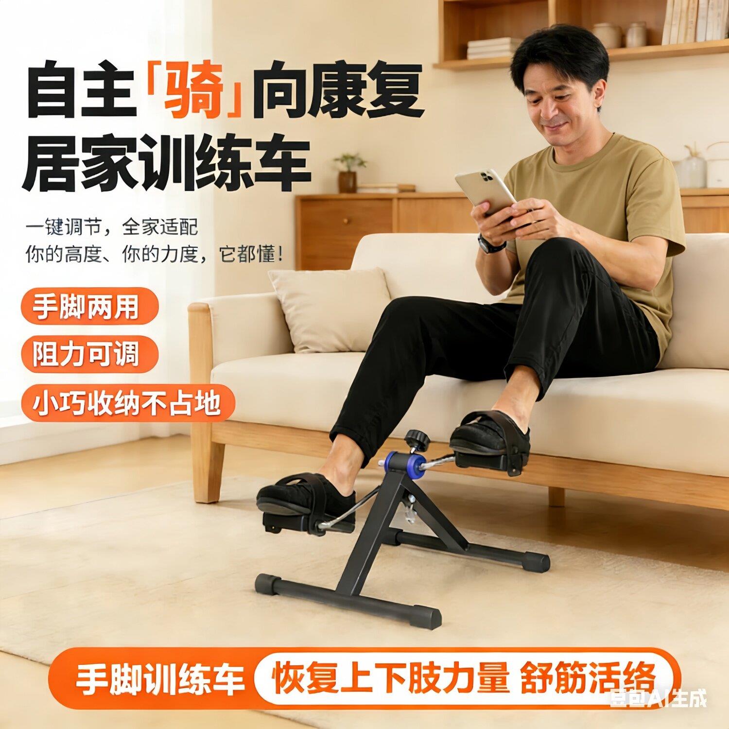 办公室健身锻炼迷你便携折叠脚踏车动感单车训练车运动居家锻炼