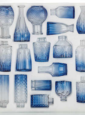 浮雕装饰小花小花插花批发茶几客厅蓝色法式摆件风家居瓶瓶