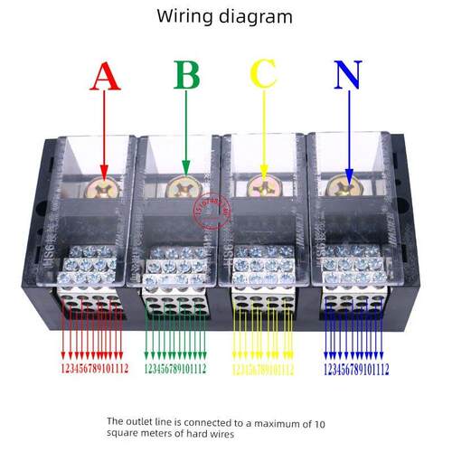 三相四线十二米接线盒380V电源4-in 48-Out铜线分配器接线端子