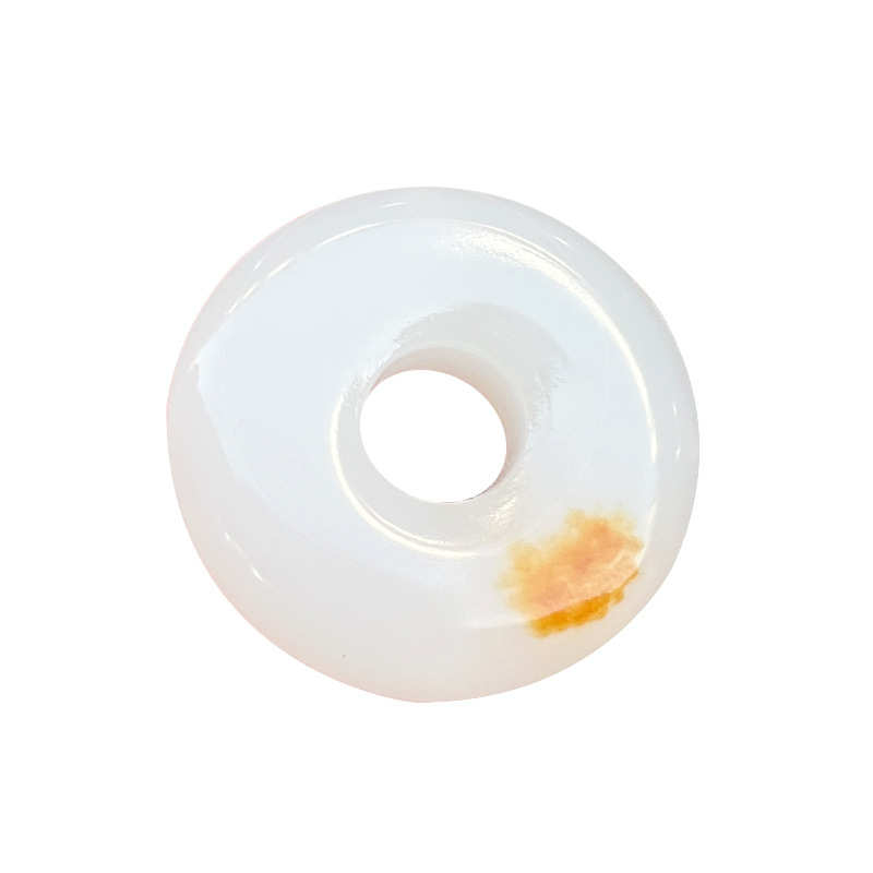 安皮色带把件羊脂玉手玩扣子手白玉大平圆形工艺品男士扣件阿富汗