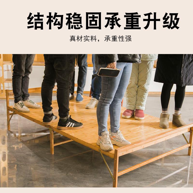 9竹折床家叠床单人双人简易用午KJI休床成人出W租房凉床实木加固