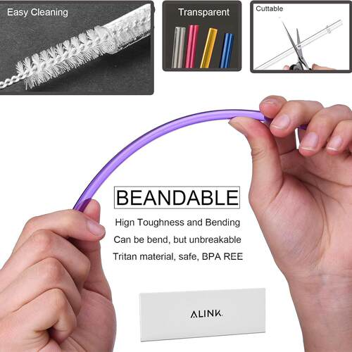 Reusable Plastic Straws Colorful Drinking Glitter Tumbler