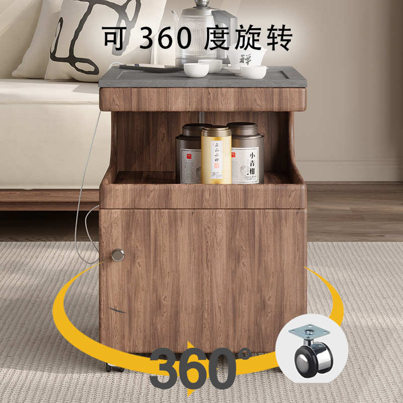 家用移动茶几茶水柜客厅简约储物边柜一体阳台小茶桌烧水茶台带轮