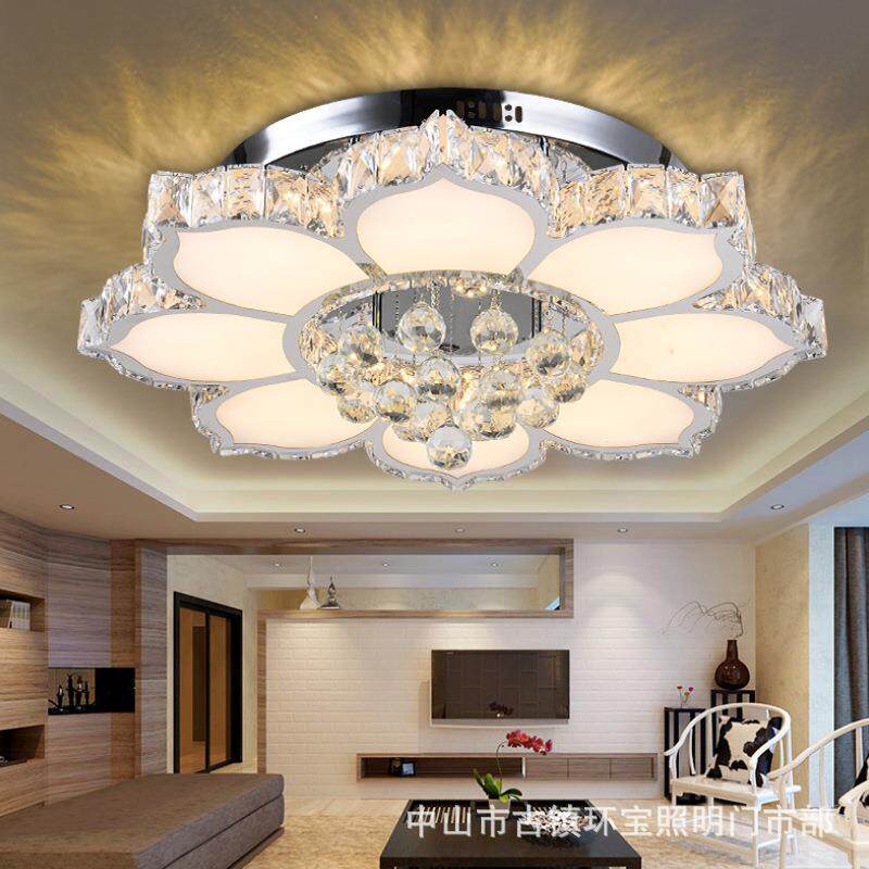 简约现代花形吸顶灯客厅温馨卧室灯创意餐厅led不锈钢水晶灯具