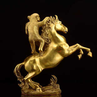 马上摆件黄铜骑马封侯装饰工艺品铁家居有钱客厅礼品艺马到成功