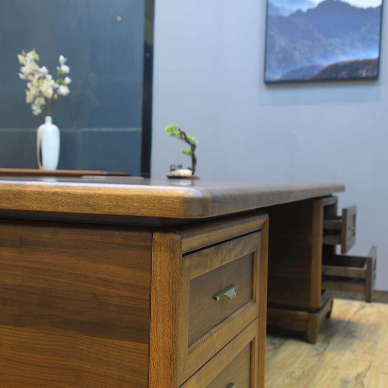 新中式办桌公气老板桌大椅总裁桌大班台GL-AB-8实木大板桌经理桌