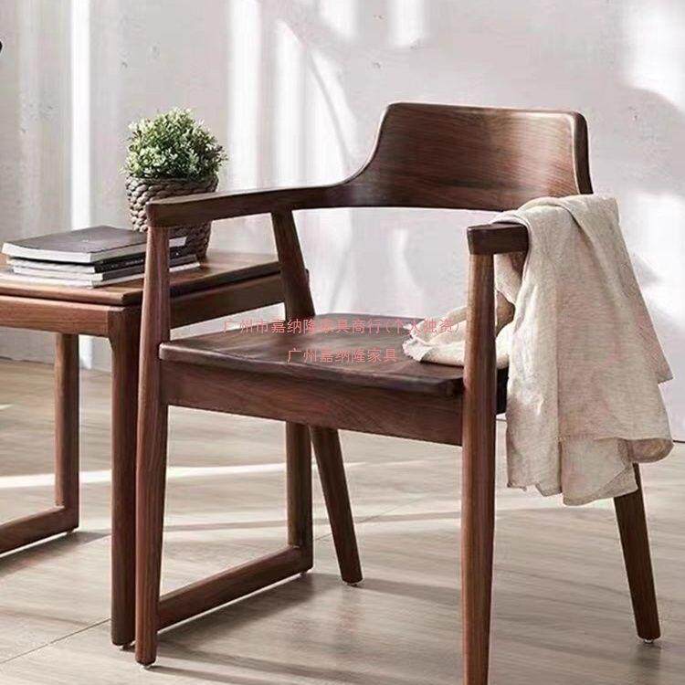 北欧实木餐椅经典白蜡广岛椅现代简约洽谈椅会客原木座椅家用餐椅