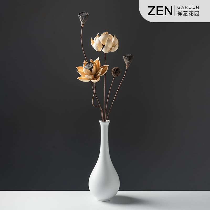 高档净瓶中茶式水花瓶禅意高级感客厅干 燥花插花室覆古装干饰品