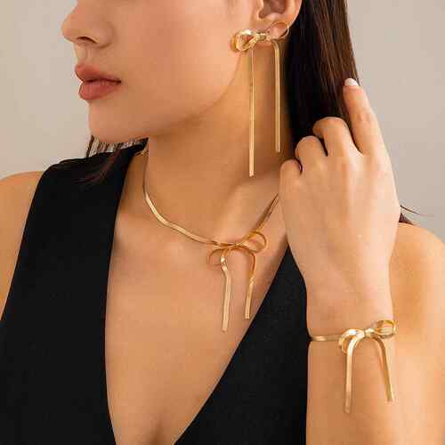 Bow shaped earrings knotted French minimalist earrings项链