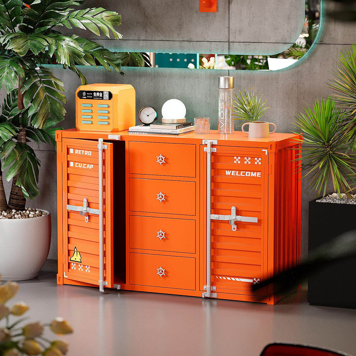 工业风铁艺斗柜收纳柜收纳柜抽屉柜餐柜备餐桌玄关柜装饰展示柜