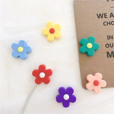 Data Charger Line Protector Anti-break Light Flower Cartoon