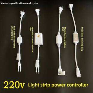 Led灯带控制器220V六色遮罩闪烁灯带通用插头微型控制2针可调电源
