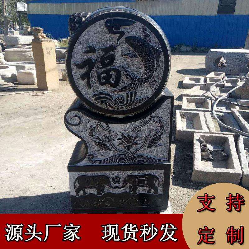 石雕抱鼓门墩 庭院酒店中式门口摆放石狮子门鼓 青石抱鼓石摆件