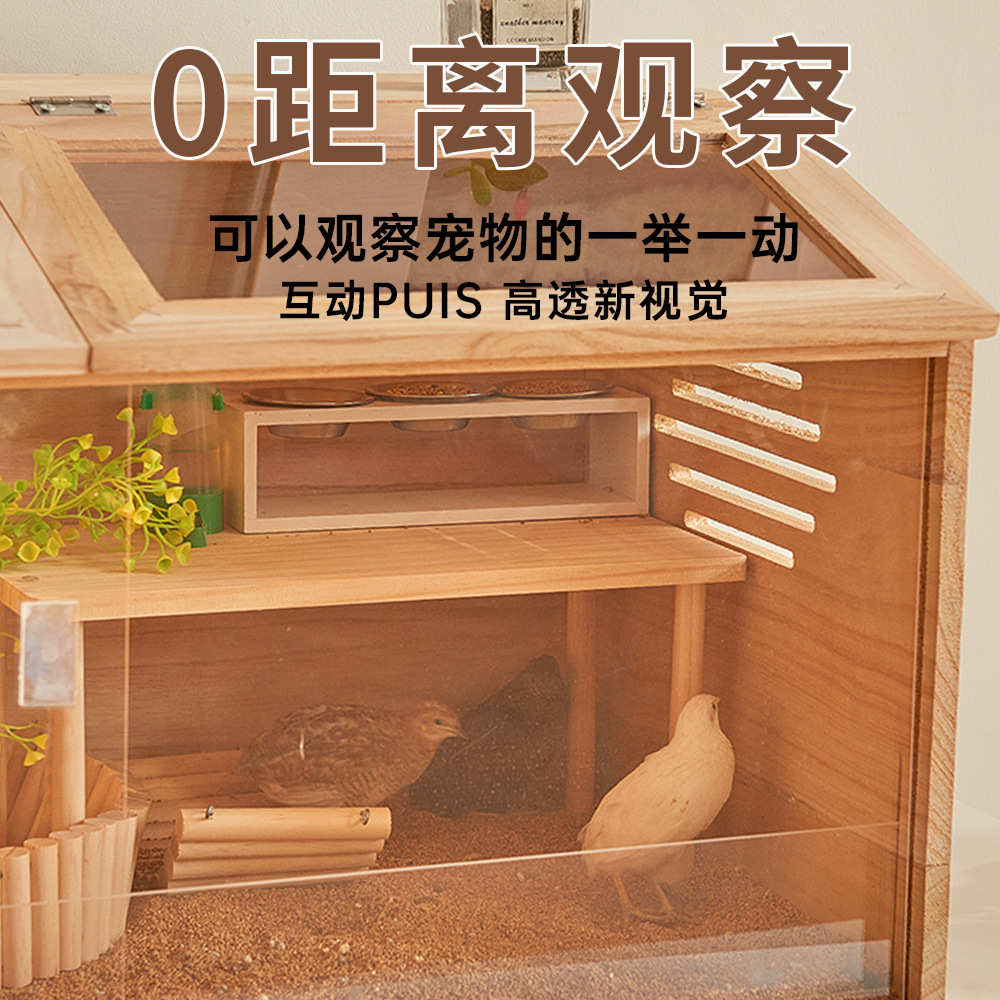 芦丁鸡饲养箱全套家用笼大号控温木质造景别墅宠物鸡育雏保温箱子