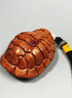 黄花梨木手把件富甲天下文玩木雕龟壳摆件富甲一方随身把玩件挂饰