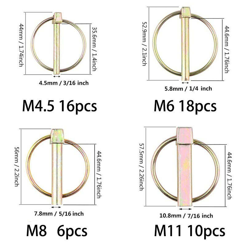 盒装50件重型林奇针插销组合套件 汽车卡车拖车弹簧固定配件