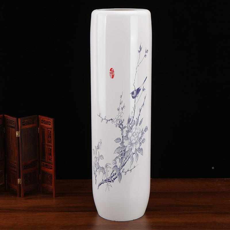 客厅落地仿陶瓷水培花瓶简约北欧仿真花干花插花器富贵竹摆件