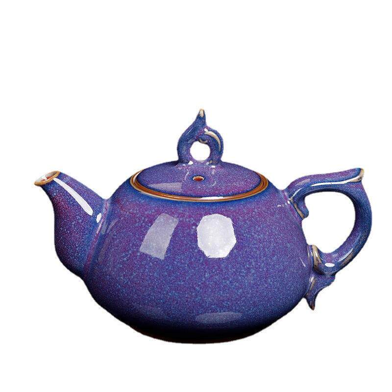 钧瓷茶壶家用陶瓷泡茶壶功夫茶具单壶小号手执壶红茶普洱窑变过滤