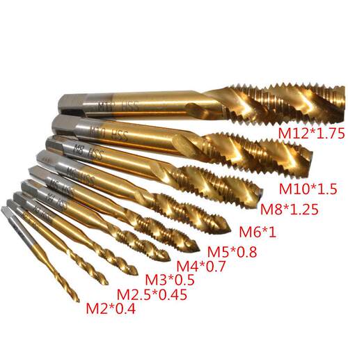 厂价直销高速钢HSS6542镀钛螺旋丝锥机用丝攻M2-12攻牙工具
