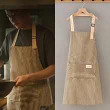 围裙高级感年轻款棉麻布炒菜厨房专用围兜大人做饭家用高档男女士
