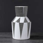 软奢陶瓷家居黑白摆件极条纹北欧时尚 饰品简饰品花瓶插花轻 装