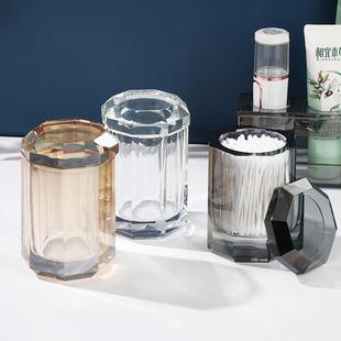新款 便携棉签筒 水晶棉签罐家用玻璃高档创意棉签盒轻奢透明款