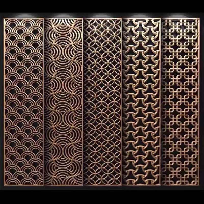 不锈钢金属镂空屏风铝雕隔断酒店售楼部园林庭院廊架激光花格定制