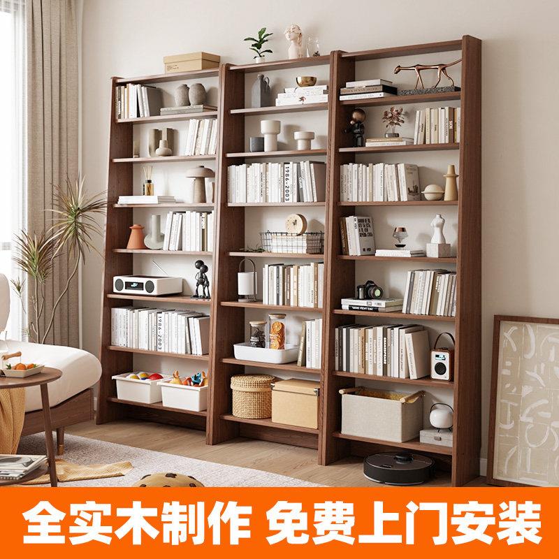 全实木落地书架置物架家用靠墙超薄收纳层架儿童学生绘本架简易书