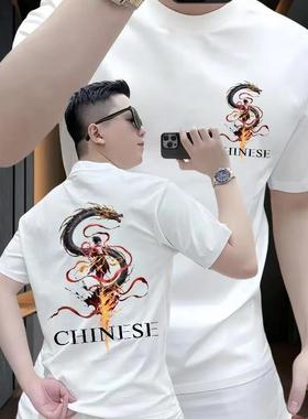 哪吒CHINESE2025高品质重磅轻奢内搭T恤短袖印花圆领时尚宽松半袖